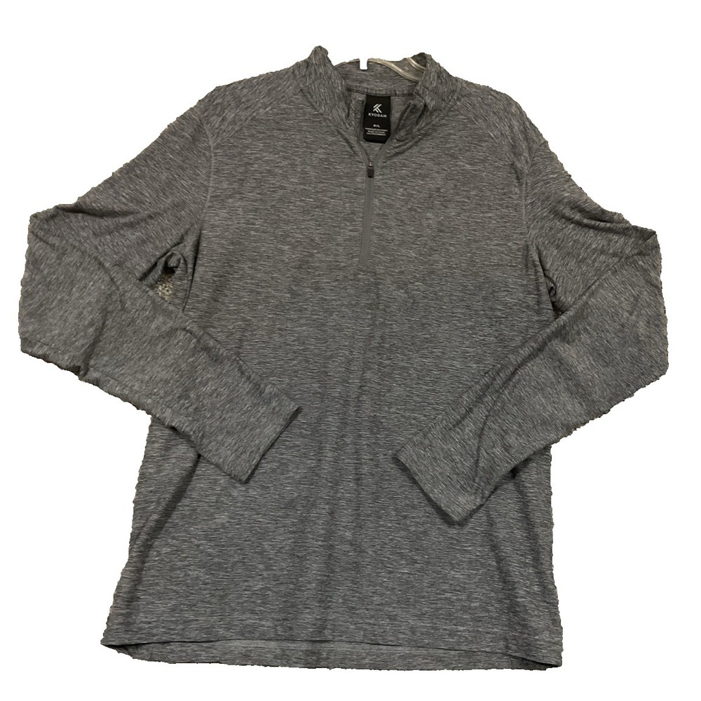 Kyodan Womens 1/4 Zip Pullover Pocket Heathered Gray‎ Outdoor Sz L